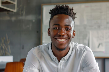 Obraz premium Black American handsome man smiling, architect