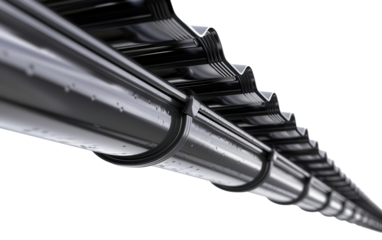Gutters - Water drainage system from the roof on transparent background