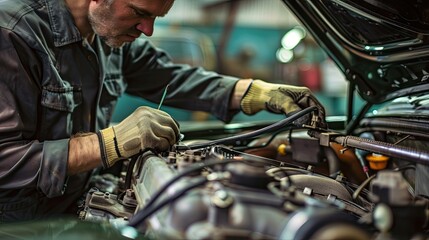 a mechanic working on a car