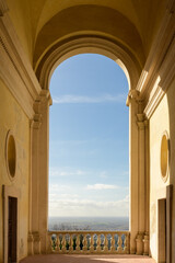 Villa d'Este, Tivoli, Italy. The Cenacolo, or Gran Loggia, at the end of the Vialone