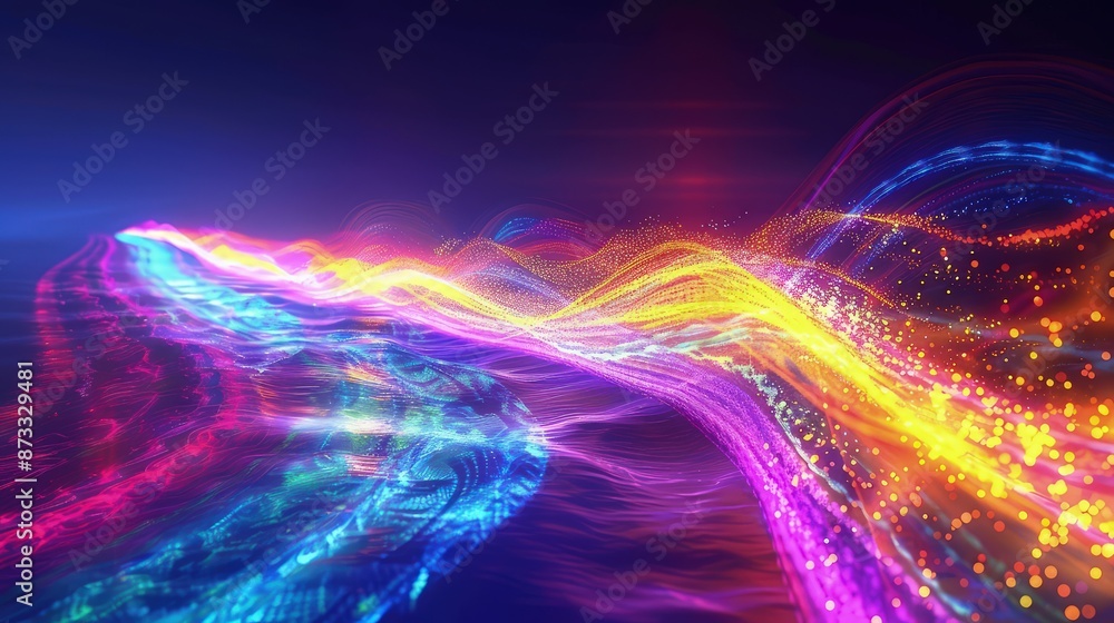 Aufkleber a visual concept of a sound wave transformed into a colorful light spectrum, illustrating the harmon