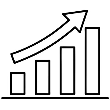 recommend clip art: A business graph with arrow logo icon line art vector illustration.