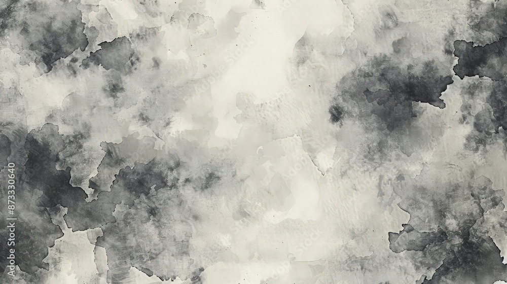 Poster a watercolor backdrop with a monochromatic grey scale, featuring various intensities and saturations