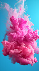 Pink Paint Drained Liquid Fluid on Blue Background, Abstract Image, Texture, Pattern Background, Wallpaper, Background, Cell Phone Cover and Screen, Smartphone, Computer, Laptop, 9:16 and 16:9 Format 