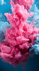Pink Paint Drained Liquid Fluid on Blue Background, Abstract Image, Texture, Pattern Background, Wallpaper, Background, Cell Phone Cover and Screen, Smartphone, Computer, Laptop, 9:16 and 16:9 Format 