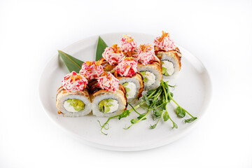 Sushi roll with eel and surimi