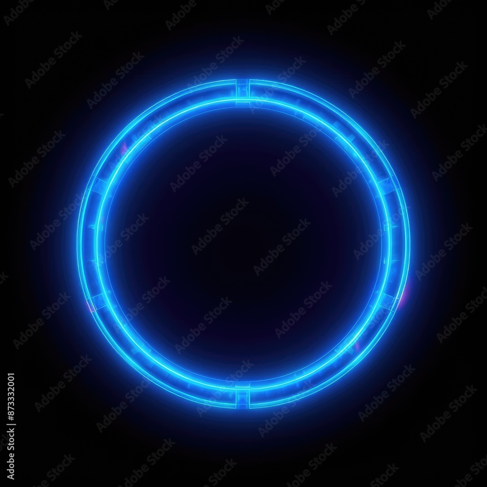 Poster abstract frame of mysterious geometric shape portal with digital style neon light reflecting set aga