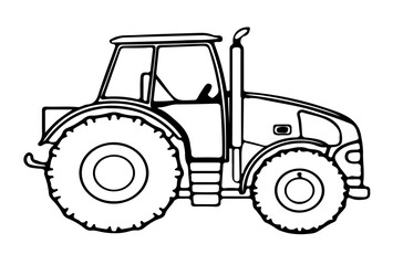 Tractor, kids coloring page, illustration.