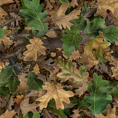 Oak Leaves Foliage Seamless Pattern