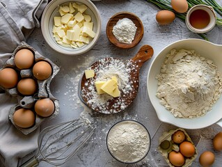 the ingredients for a cake
