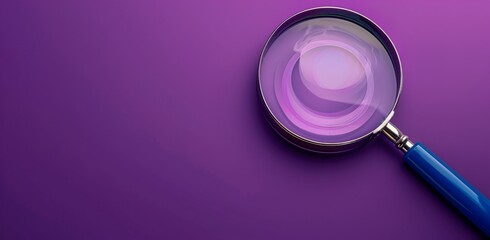 Purple Magnifying Glass On Purple Background