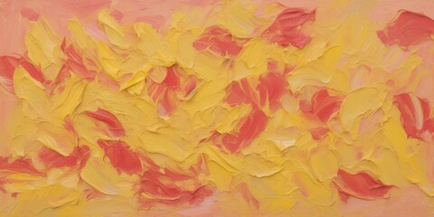 Abstract Surreal Colorful Oil Painting with Red and Yellow Tones