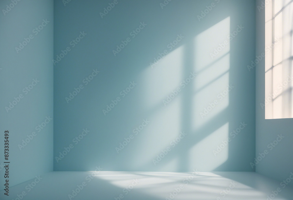 Poster minimalistic abstract gentle light blue background for product presentation with light and intricate