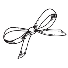 vector illustration in sketch style. bow, silk ribbon. symbol of the fight against breast cancer, femininity