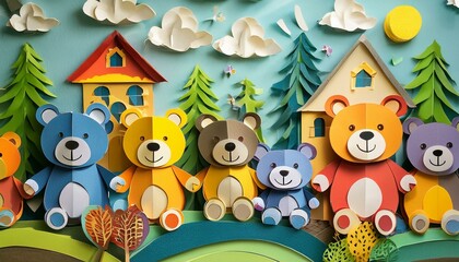 Fototapeta premium decoraciones de ositos de papel 9