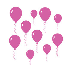 Vector balloons, silhouettes and balloons  icons isolated on white background.	