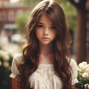 Sue&ntilde;o Victoriano: Jovencita con Cabello Casta&ntilde;o y Mirada Melanc&oacute;lica