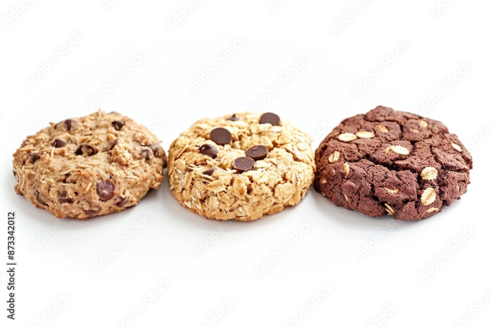 Poster three different types of cookies are displayed on a white background. the cookies are of different f
