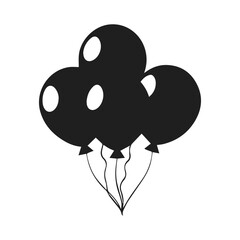 Vector balloons, silhouettes and balloons  icons isolated on white background.	