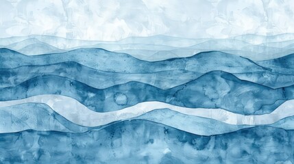Obraz premium An abstract watercolor landscape in classic blue, featuring dynamic waves and gentle ripples blending seamlessly into the horizon.