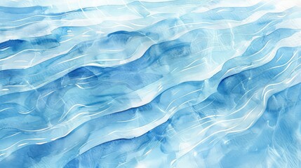 An abstract watercolor painting in classic blue, featuring gentle ripples and fluid waves that convey a sense of calm movement.