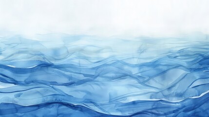 An abstract watercolor painting in classic blue, featuring gentle ripples and fluid waves that convey a sense of calm movement.
