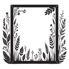 Rectangle floral frame silhouette isolated on a white background