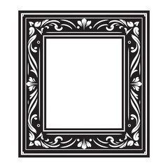 Rectangle floral frame silhouette isolated on a white background