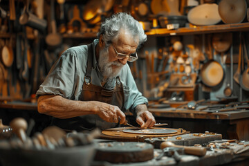 A Master Craftsman's Delicate Touch: Shaping Wood in a Timeworn Workshop