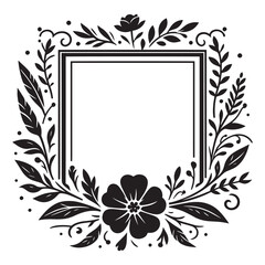 Rectangle floral frame silhouette isolated on a white background