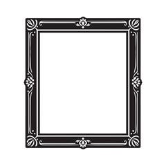 Rectangle floral frame silhouette isolated on a white background