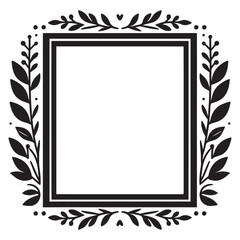 Rectangle floral frame silhouette isolated on a white background