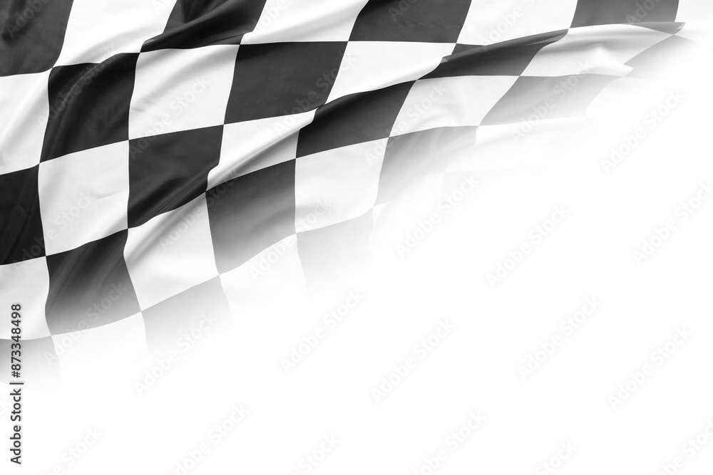 Poster checkered racing flag on white