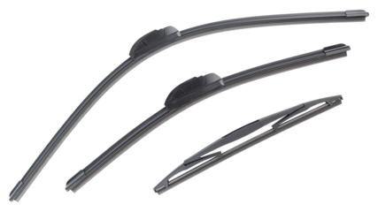 Car wipers. Replacing old on new windshield wipers. Single wiper blade for wet windshield. Car supplies for water drops after rain on glass window. Passenger car auto parts. Regular car maintenance