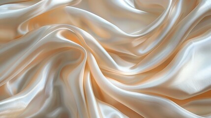 Obraz premium A silky fabric cascading over a smooth surface, creating gentle waves and highlighting the fabric's soft and luxurious texture.