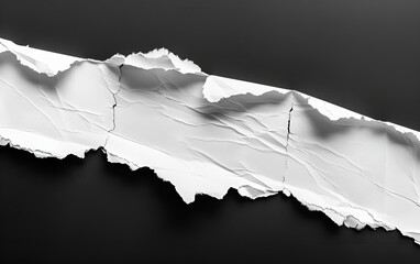 Torn White Paper on Black Background