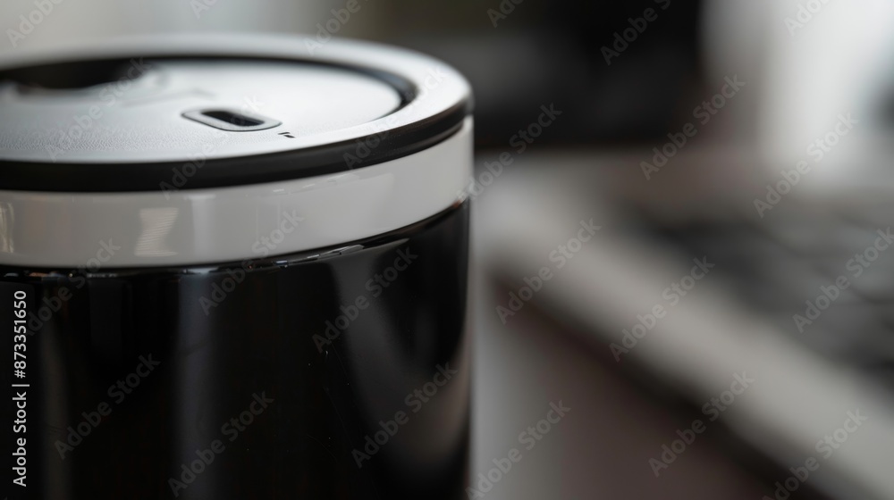 Poster a closeup of the charging port on a smart mug allowing for convenient and wireless recharging for on