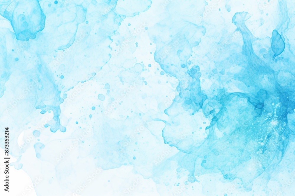 Poster a blue background with splatters of paint. the splatters are of different sizes and colors, creating