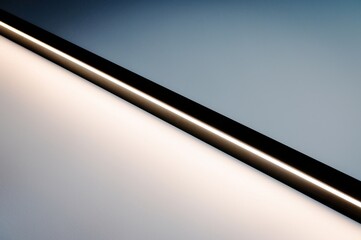 NATIONAL LANE DAY. Light and shadows lines on the white and blue wall. Led line, the light rays. Mockup, copy space for text