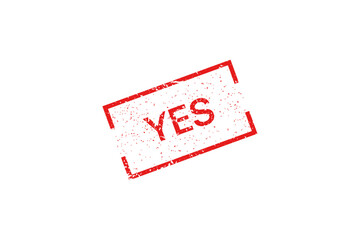 Yes red stamp on white background