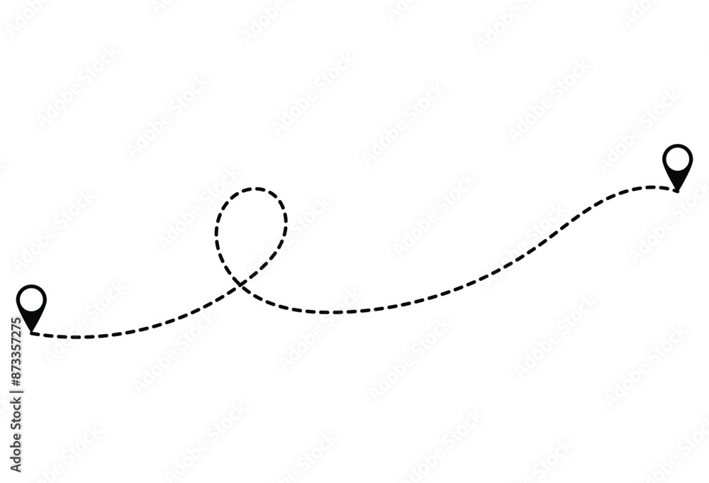Aufkleber route icon - two points with dotted path and location pin. route location icon two pin sign and dott