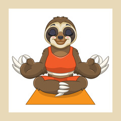 cute sloth cartoon doing yoga