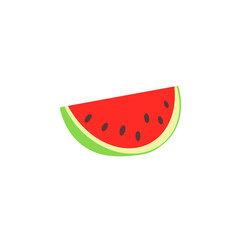 Watermelon on white background, vector illustration. Triangle-shaped watermelon slice isolated on a transparent background. Watermelon icon. Vector illustration