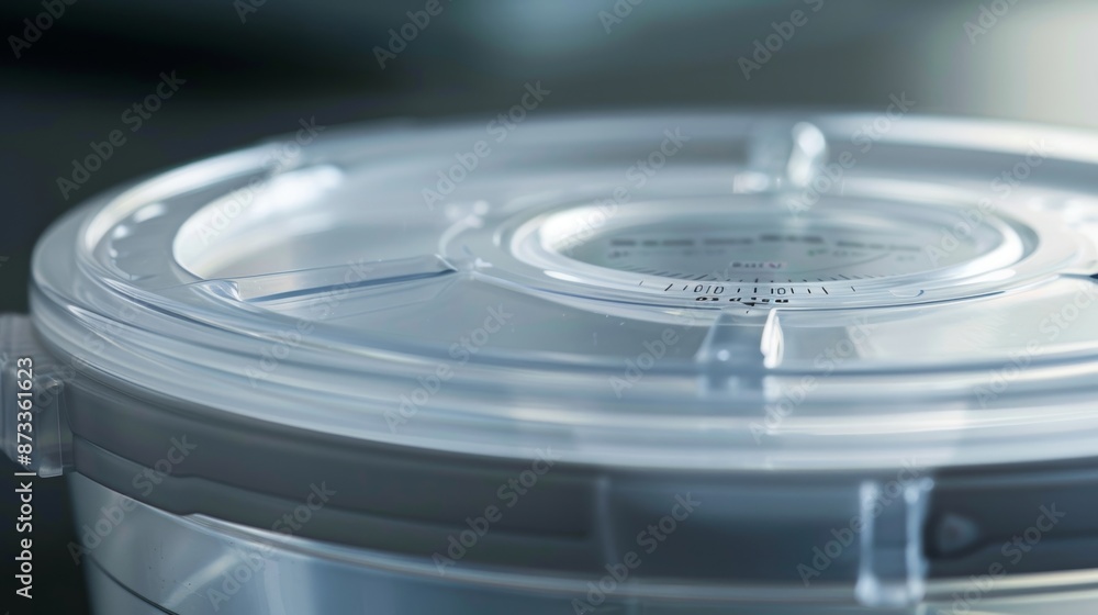 Poster a macro shot of a storage container lid with a builtin date dial for easy labeling and tracking of f