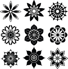 Obraz premium Different types of flower silhouette vector illustration design