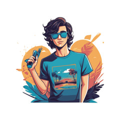 cartoon vector image of young people used for t-shirt image
