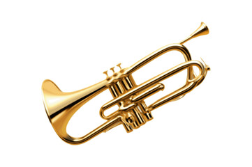orchestral trumpet with shiny gold color and white background in vector form