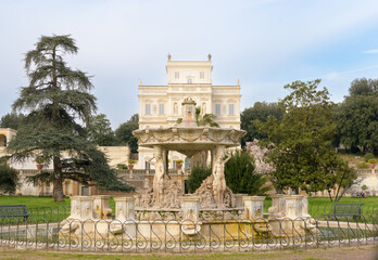 Villa Doria Pamphili - the Casino del Bel Respiro and Venus Fountain (Fontana di Venere) in the...