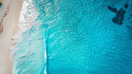 Aerial view of beautiful turquoise sea water, perfect for summer vacation background photo