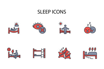Sleep icon set.vector.Editable stroke.linear style sign for use web design,logo.Symbol illustration.